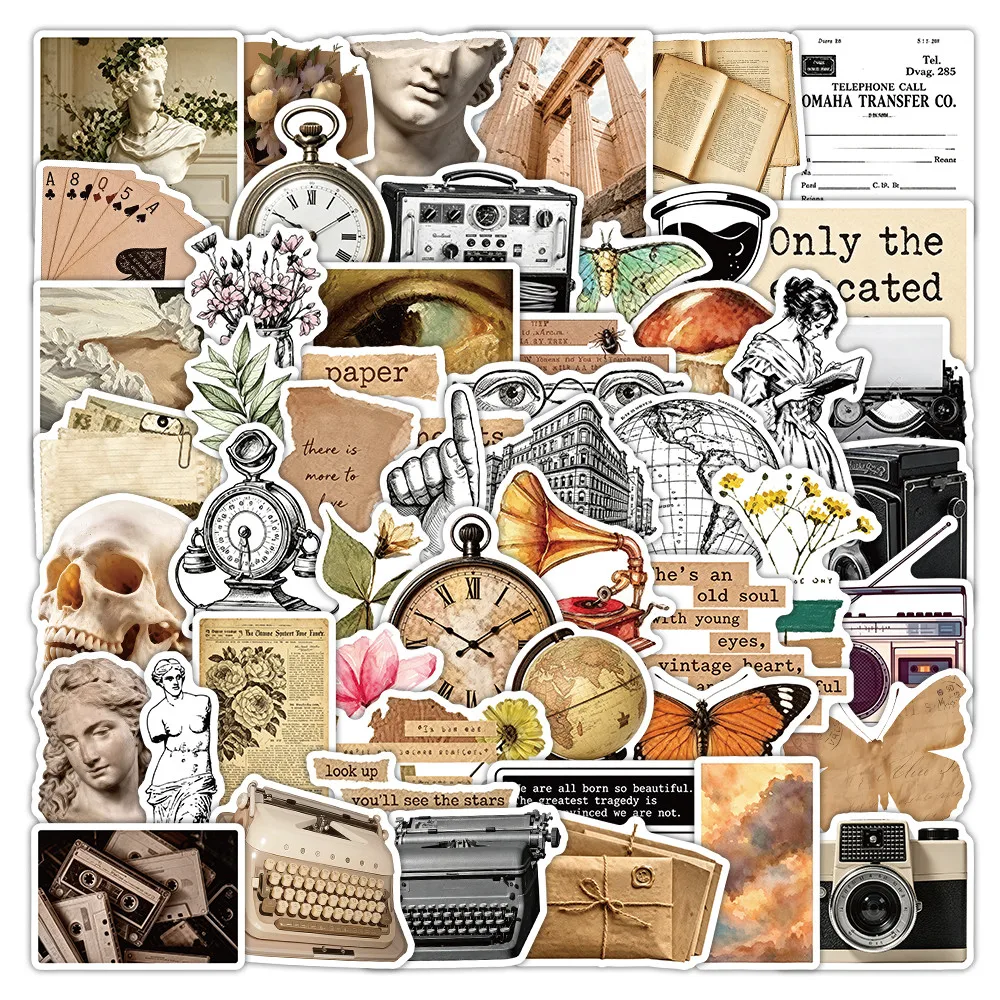 52Pcs Retro French Art Decorative Stickers, Elegant European Pattern Decals for Journal Scrapbooking DIY Peel Joy Sticker Store