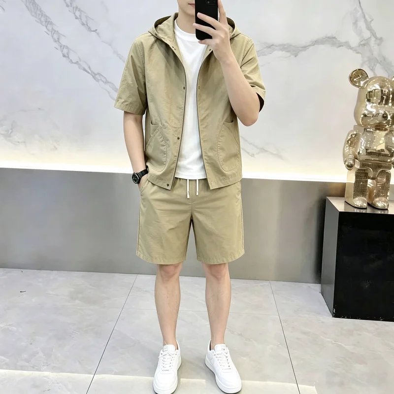 2026 Summer Men's Padded Design Hooded Casual Suit - Versatile, Cool and Trendy Men's Fashion