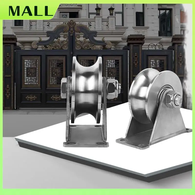 MALL 2In 304 Stainless Steel Sliding Door Wheels U-Slot Rollers Heavy Duty Pulleys Smooth Rolling Dual Bearing Plate Casters