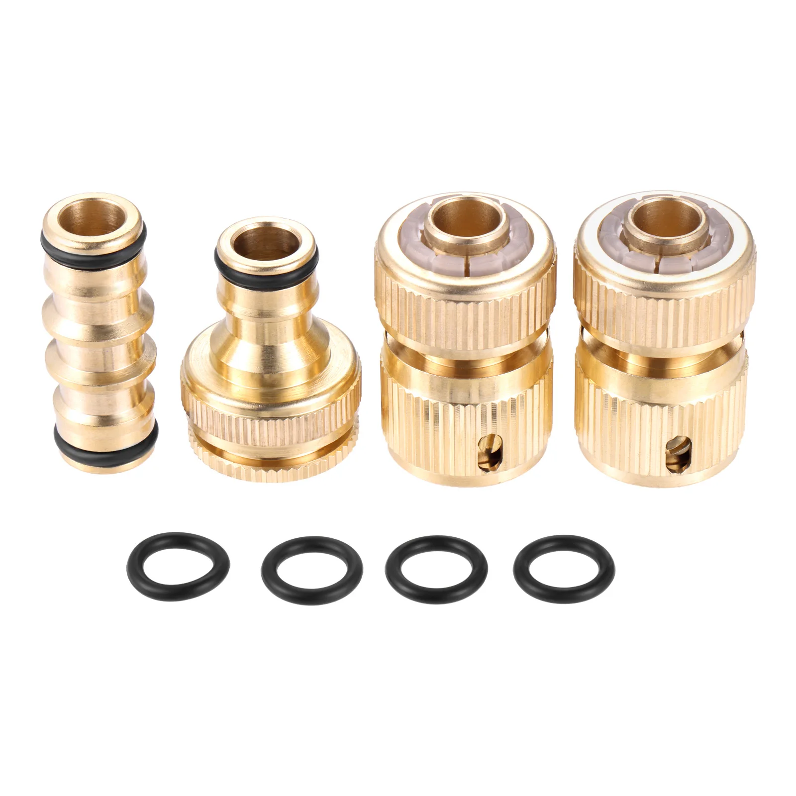 

4Pcs/set Brass Garden Hose Connector Kit 1/2 Inch Hose Quick Connector +Water Stop Connector+Tap Connector Adapter+Hose Coupling