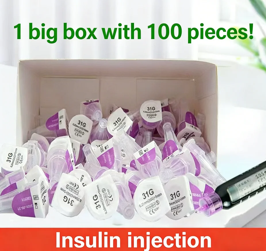 100 Aiguilles stériles pour stylo à insuline 32G 4mm et 31G 4mm/5mm/6mm – Méthode d'injection sûre et facile pour patients diabétiques