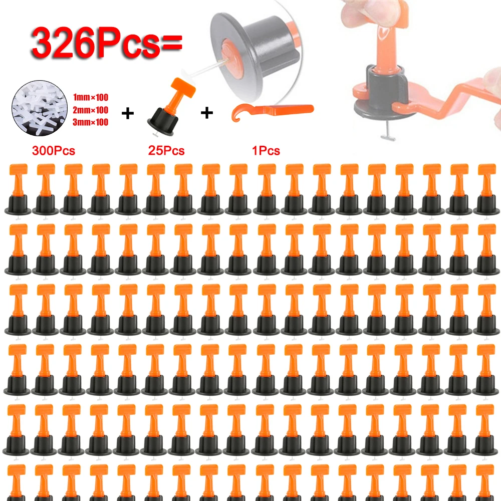 Tile Leveling System for Tile Laying Level Wedges Alignment Spacers for Leveler Locator Spacers Plier Flooring Wall 300+25+1 Pcs