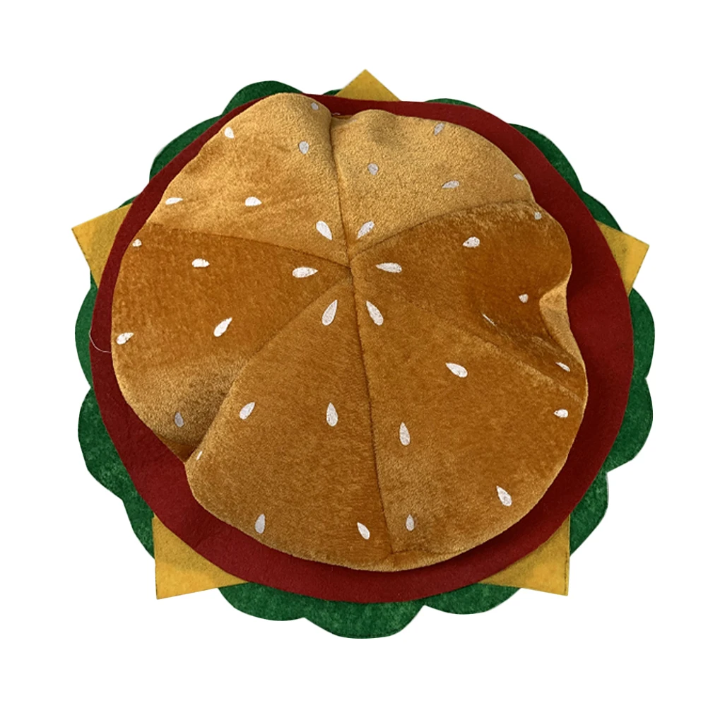

Hamburger Hat Non woven Fabric Cosplay Party Cartoon Berets Decorative Headgear Lightweight Comfortable Photo Prop Festive