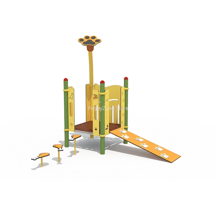 Durable Galvanized Steel & Plastic Pet Play Structure Weather-Resistant Dog Activity Platform For Commercial Use
