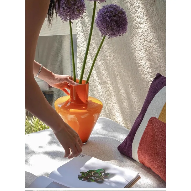 

Canna medieval glass vase ornament, high-end living room desktop flower arrangement decoration