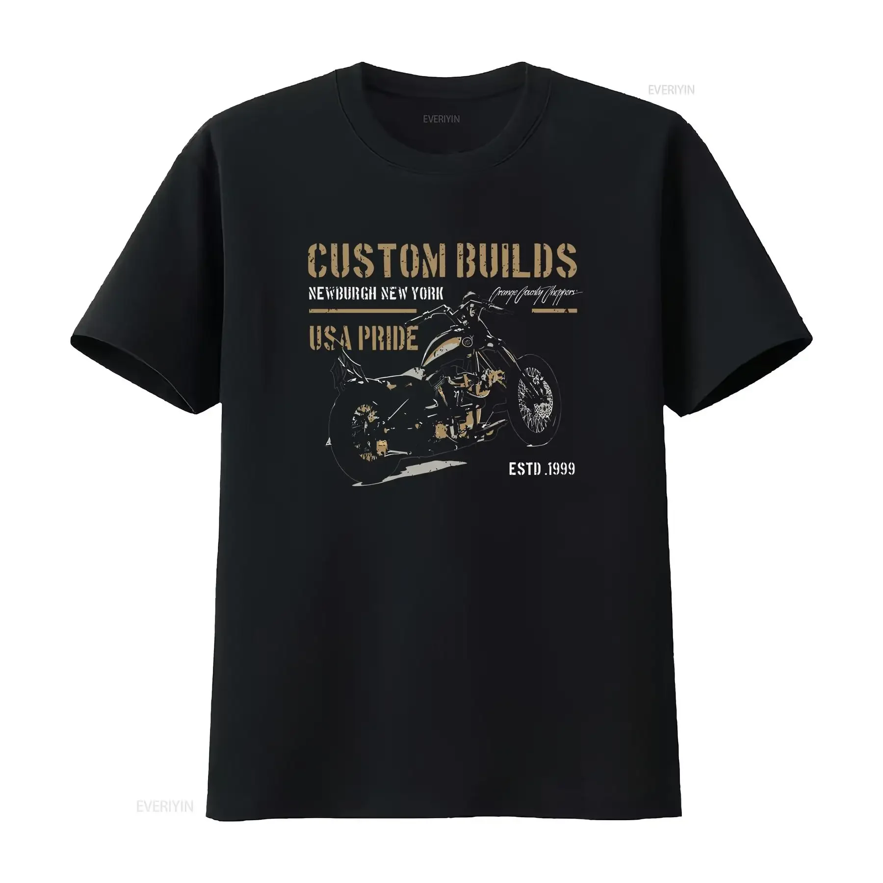 

OCC Orange County Choppers USA Pride Черная футболка винтажная стираная уличная одежда унисекс Мягкий топ для повседневной носки Универсальный