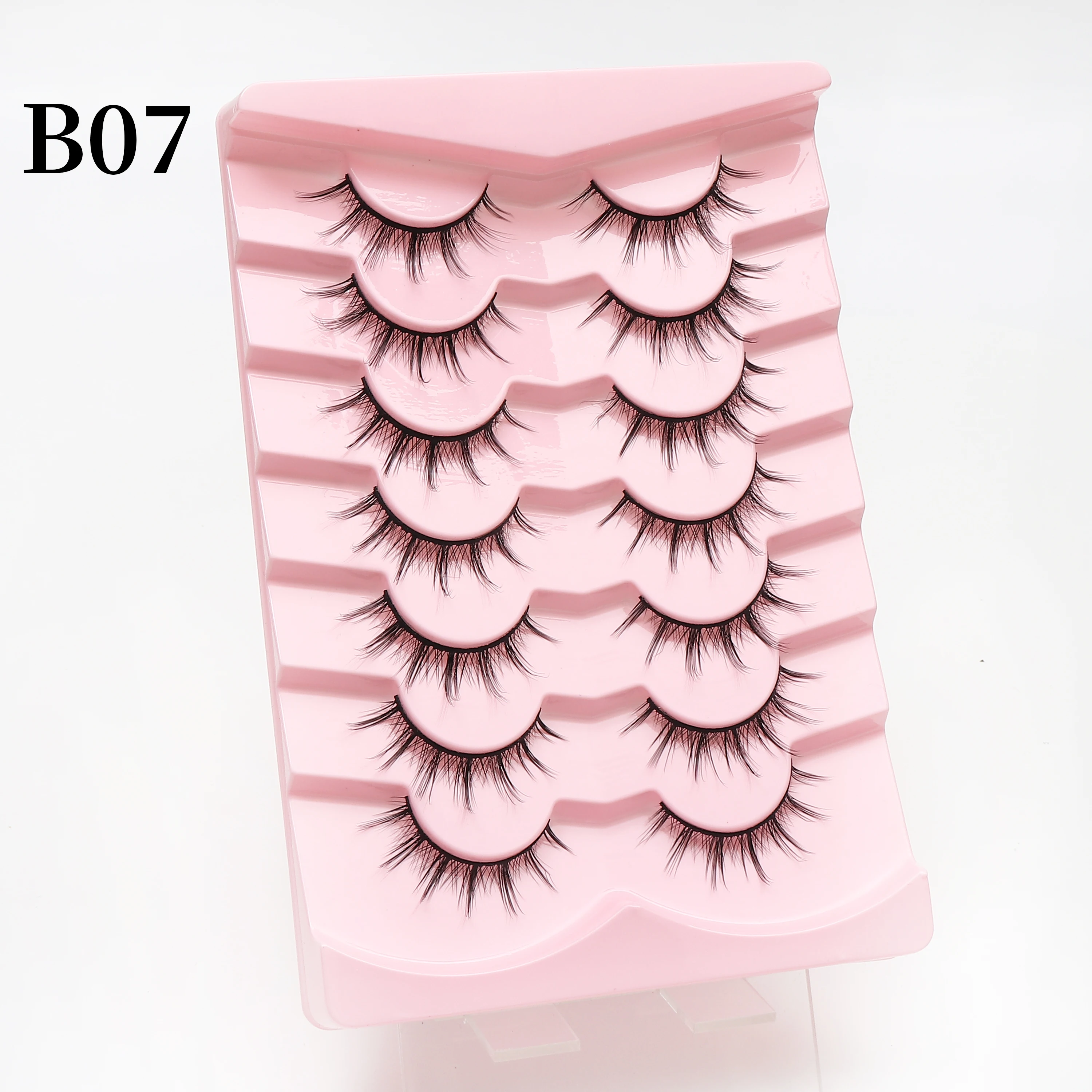 7 pairs  false eyelashes natural manga eyelashes  Fairy style eyelashes  with pink box