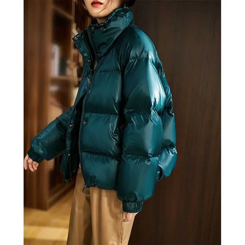 Women High-end White Duck Down Jacket Ladies 2025 Winter Solid Color Korean Version Coat Women' Tops