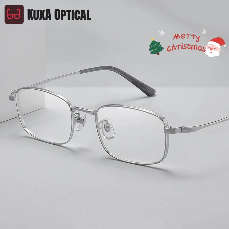 

KUXA New Women Men Titanium Glasses Frame Myopia Anti-Reflection Medical Prescription Optics Lenses Wide Edge Design Eyglasses