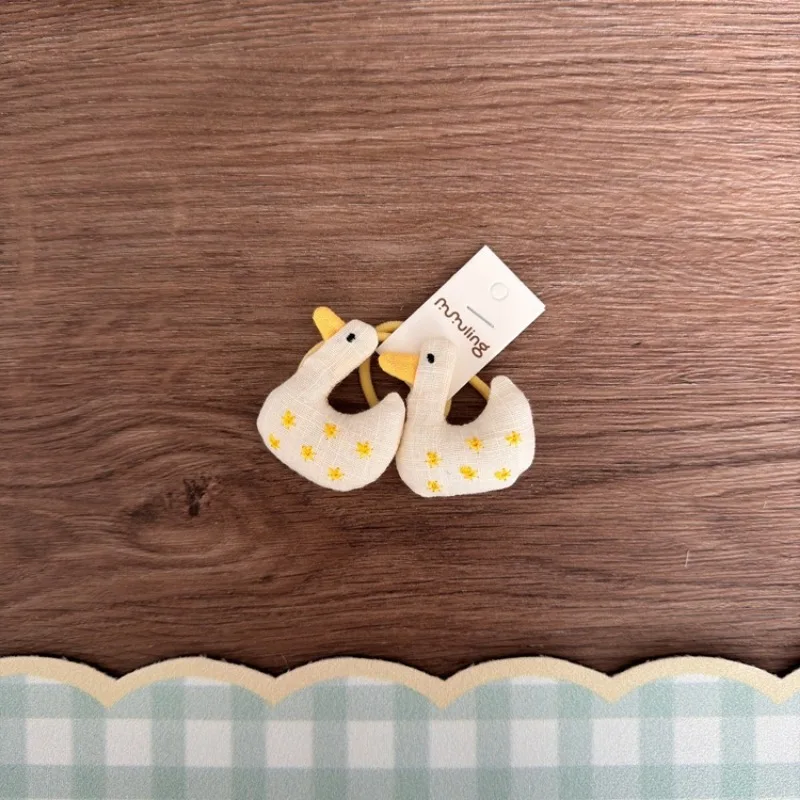 

2pc Set Korean Style Kids Hair Ties Ponytail Bunny Duck Pair 3D Fabric Hair Accessories for Children Girls Baby Headbands