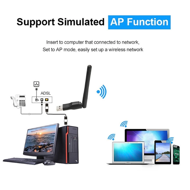 NIC ตัวรับสัญญาณไดรเวอร์-ฟรี USB ไร้สาย WIFI ตัวรับสัญญาณ NIC PC แล็ปท็อป WiFi อุปกรณ์ทดแทนเครื่องส่งสัญญาณภายนอก