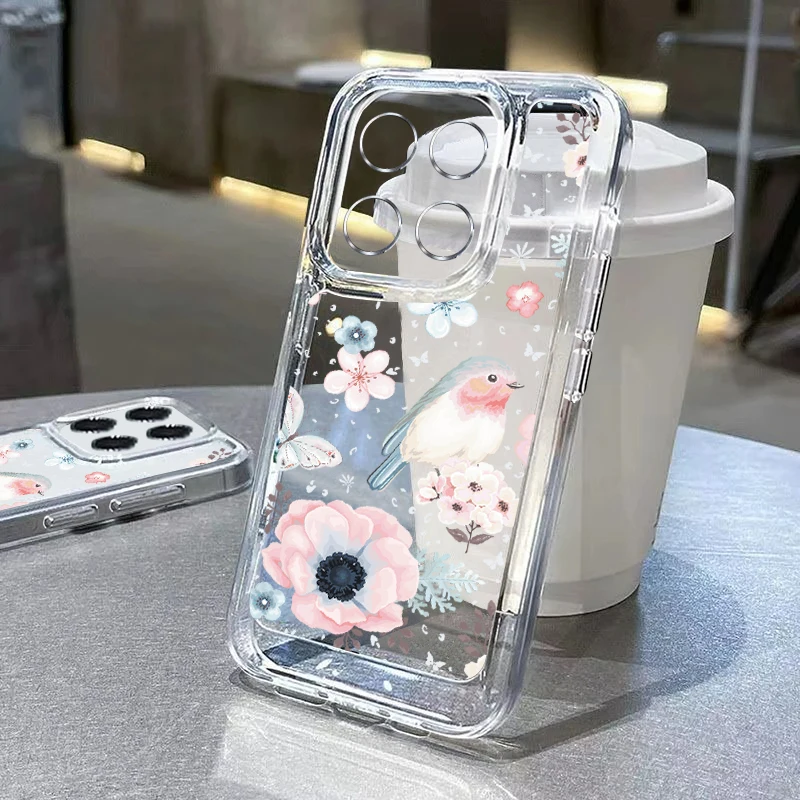 Flower Case For Xiaomi 13T 11T Poco X5 X6 F6 M6 Pro 4G Funda Redmi Note 13 12 Pro 5G 11 10 11s Mi 11 Lite 5G NE Clear Soft Cover