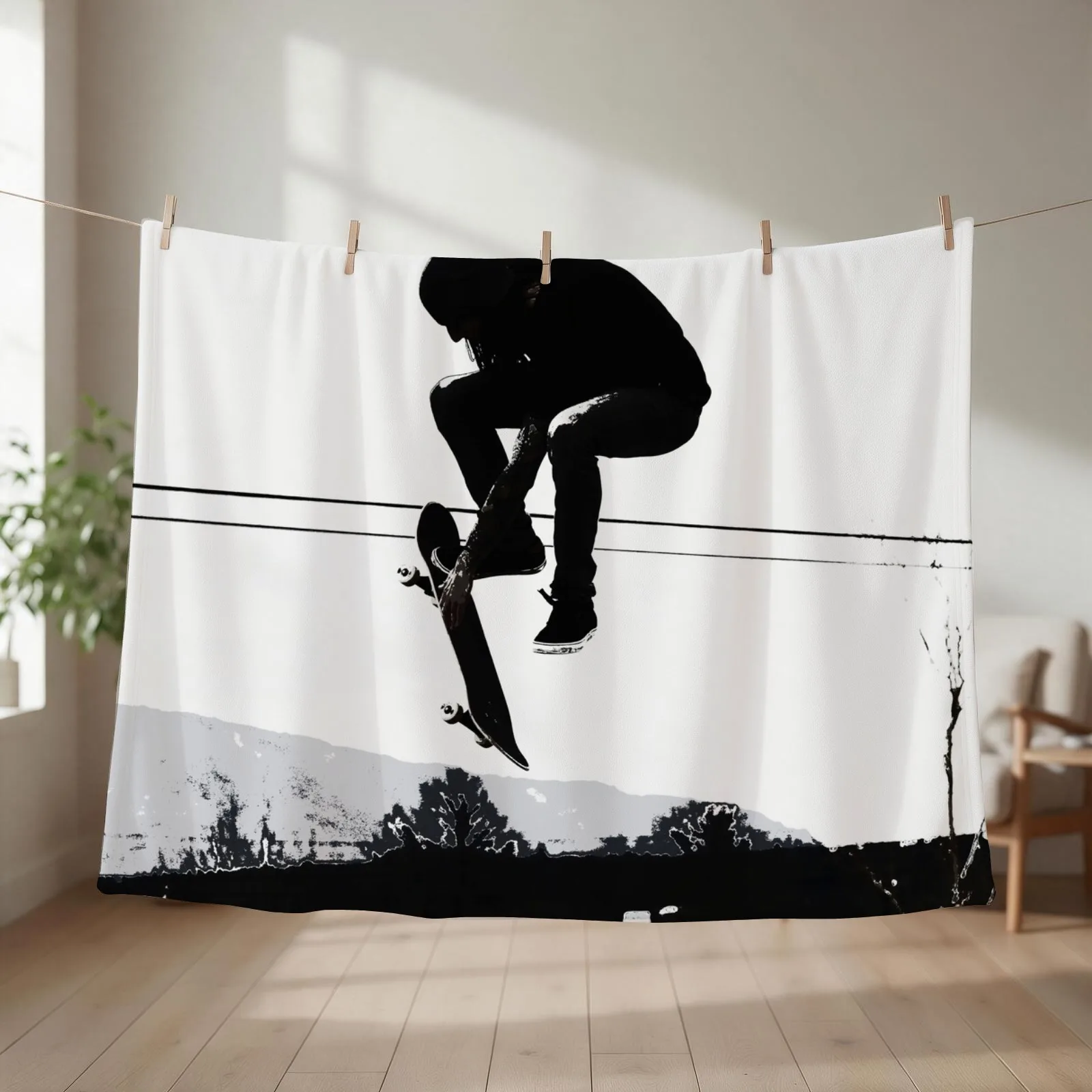 New Flying High Skateboarder Throw Blanket couch cozy soft plush fuzzy picnic outdoor blanket
