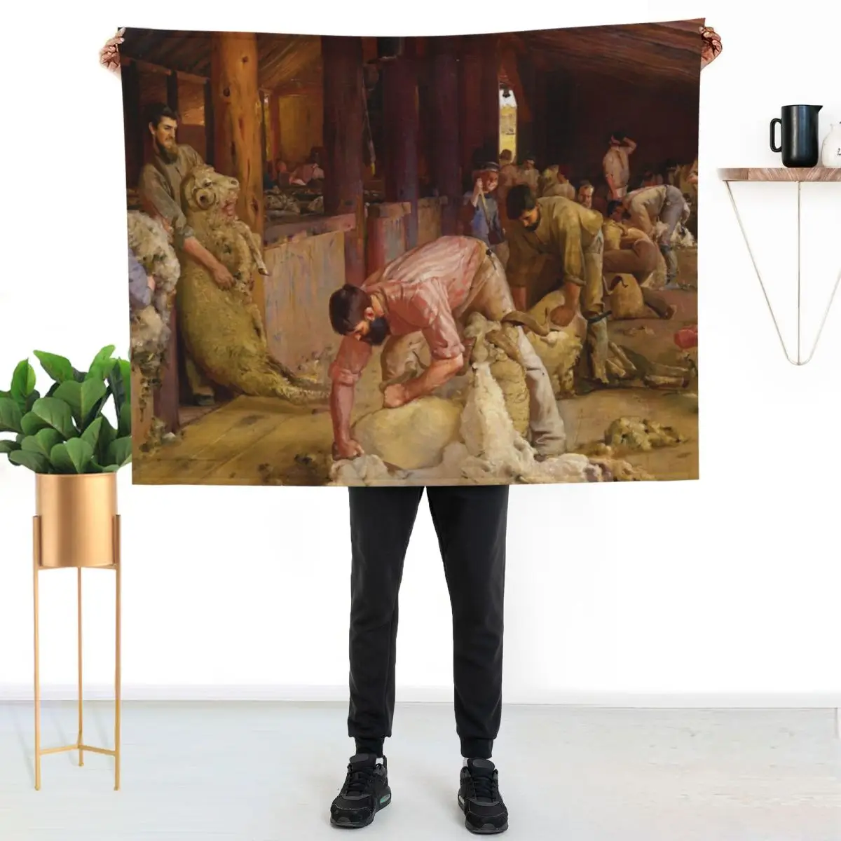 Shearing the Rams by Tom Roberts (1890) Throw Blanket Moving Custom Shaggy for babies Bed covers Plaid on the sofa Blankets