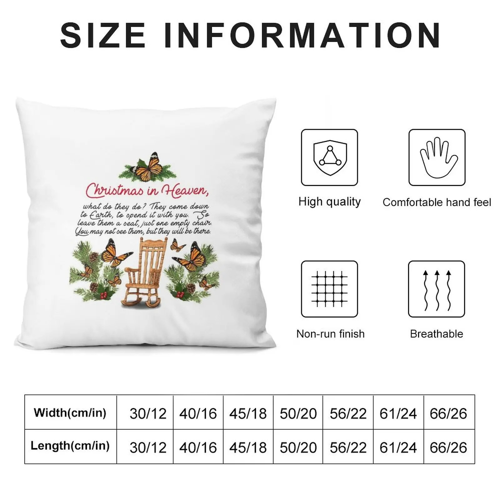 Butterfly Memorial Christmas In Heaven What do they do They come down to earth Throw Pillow Custom Cushion Photo pillow