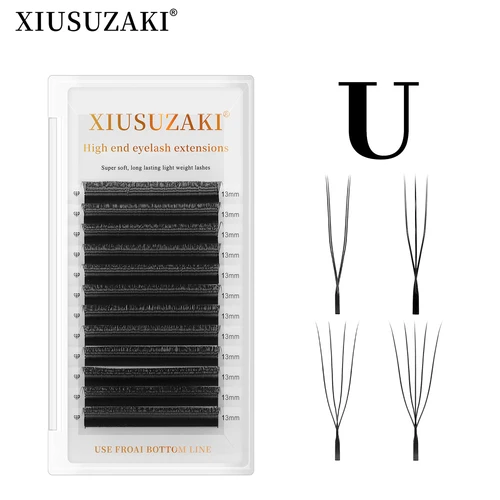 XIUSUZAKI-extensiones de pestañas YY 3D 4D 5D en forma de U, nuevo estilo, extensión de pestañas en U, ventiladores de volumen prefabricados de visón, pestañas postizas individuales