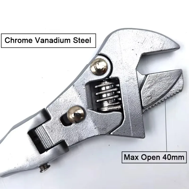 Robuster, 250–310 mm ausziehbarer, verstellbarer Schraubenschlüssel aus Legierung mit 180 Grad gefalteter Backe