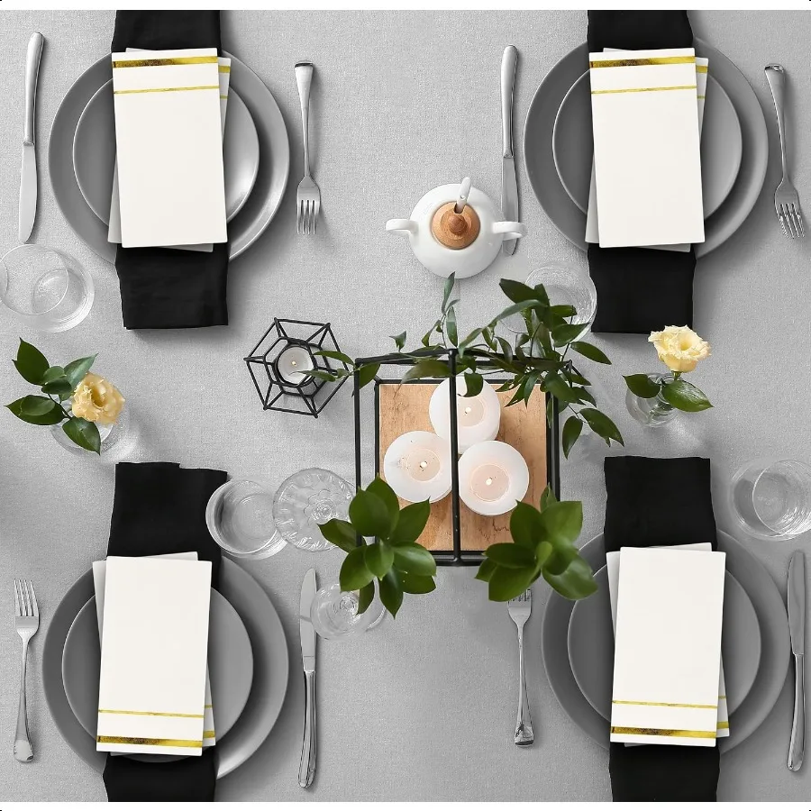 100 tovaglioli per ospiti foderati con finiture dorate, eleganti tovaglioli per la cena, per le vacanze, il bagno, la festa di compleanno, il matrimonio, il baby show