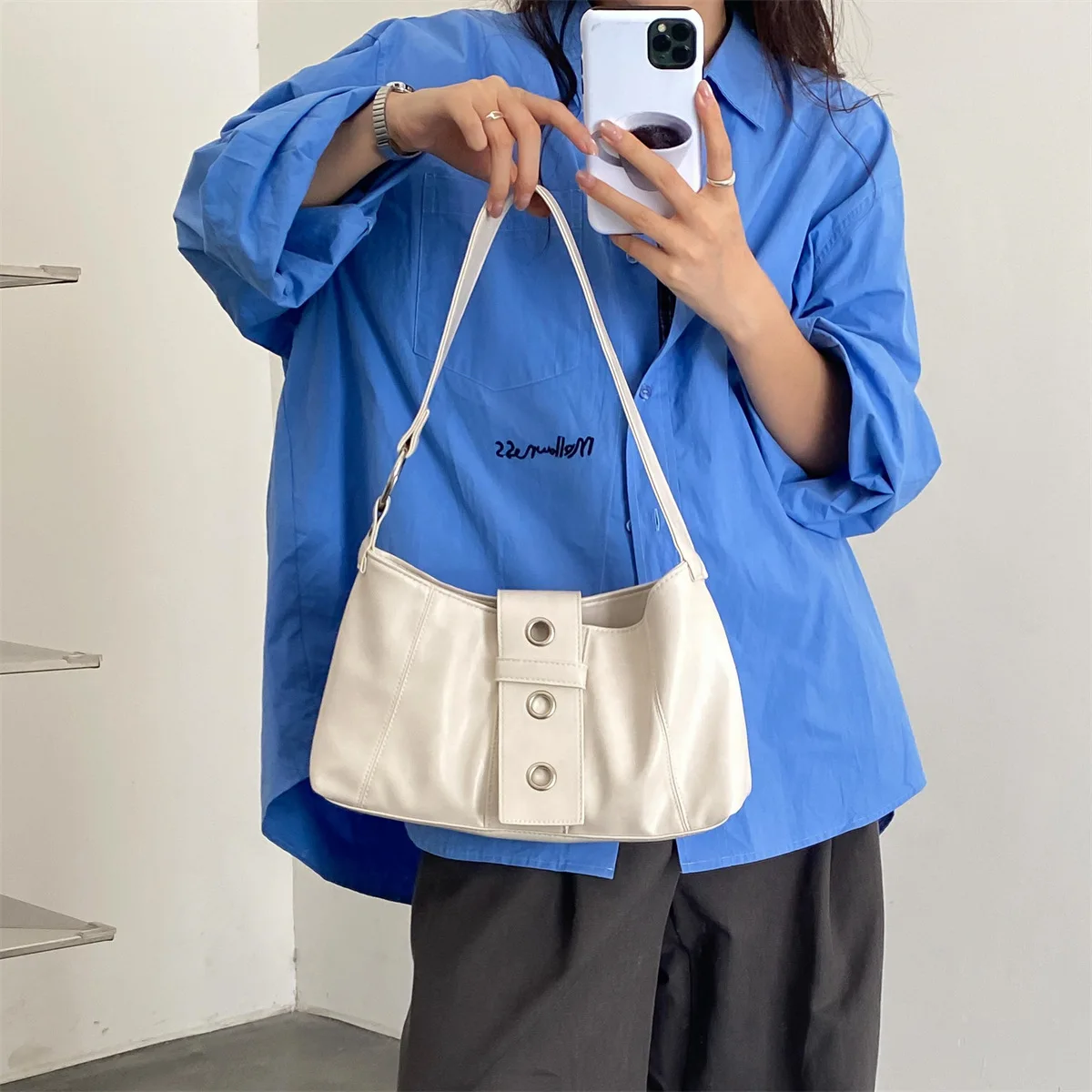 Brand Large Casual Hobos Women Handbag PU Leather Women's Shoulder Bag Rivet Female Big Tote Bags For Ladies Armpit bag