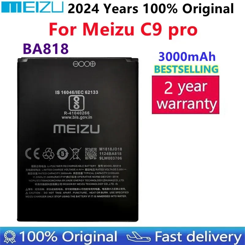 2024 100% Original High Quality 3000mAh BA818 Battery For Meizu C9 pro Mobile Phone Battery Replacement Batteries Bateria