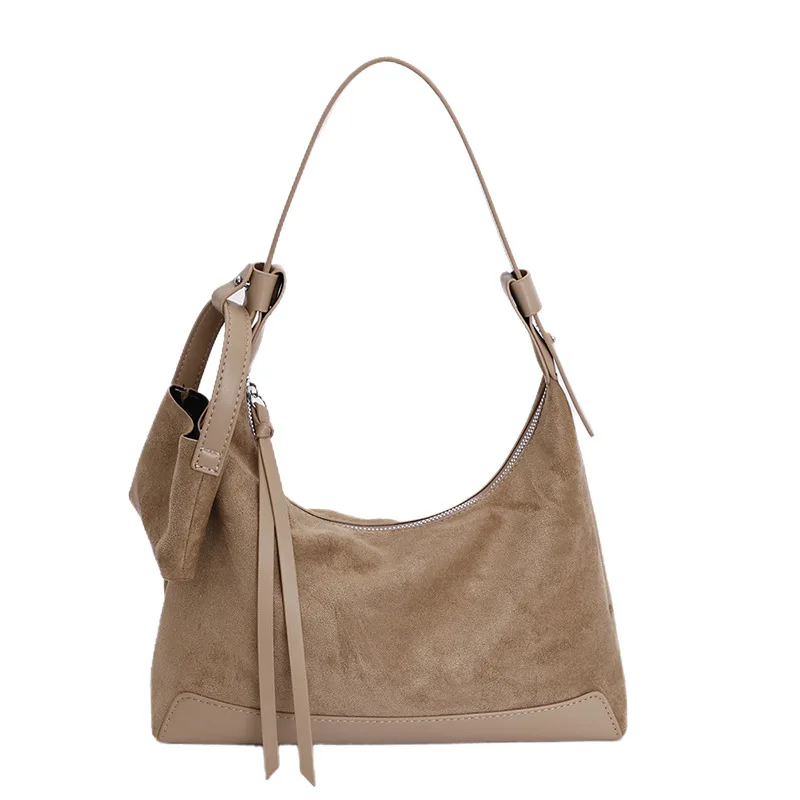 Ladies' Bag, Korean Niche Retro Handbag, Women's 2026 New Item, Suede Versatile Casual Shoulder Crossbody Bag, Cross-Border