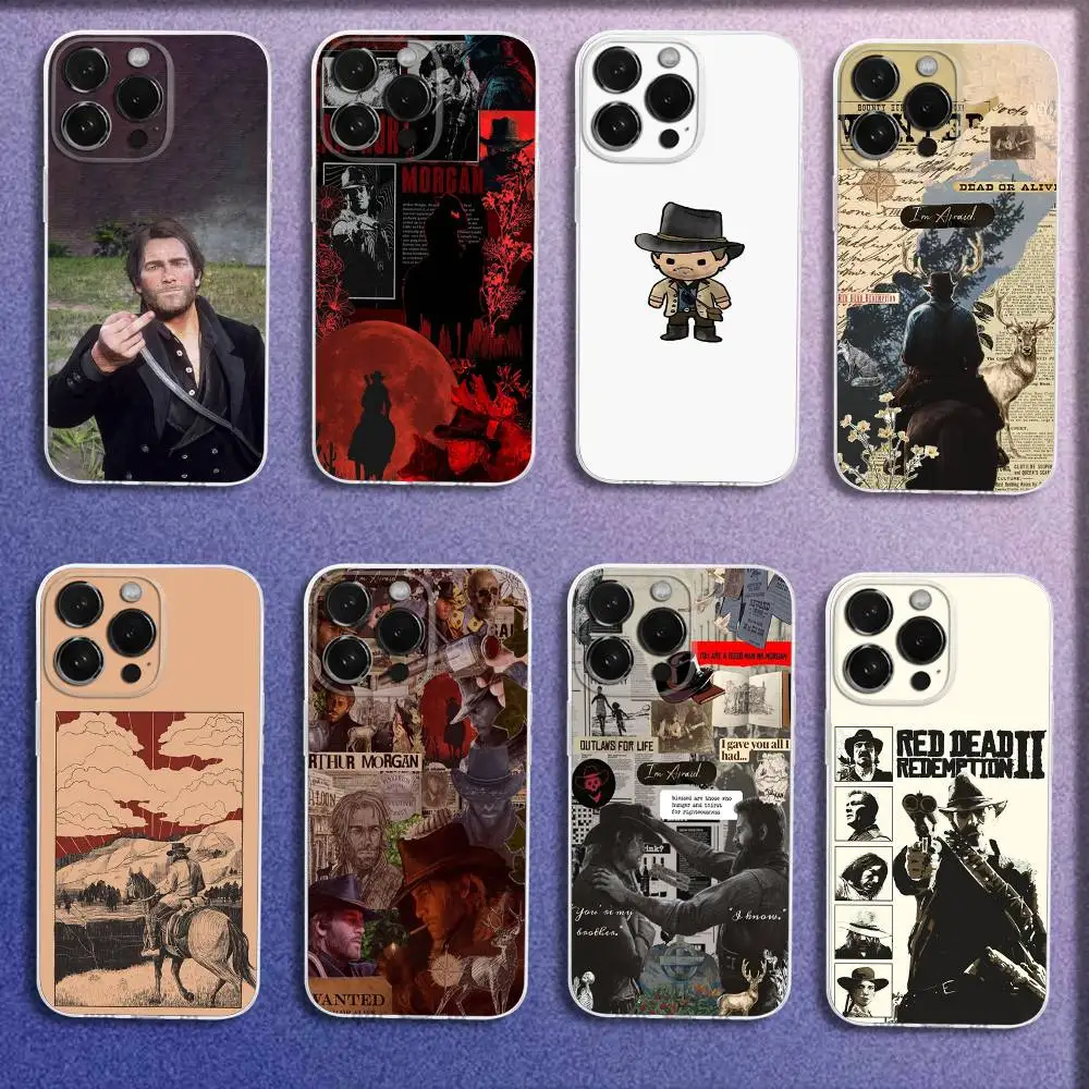 Funda de teléfono Red Dead R-Redemption Morgan para iPhone 16,15,14,13,12,11 Plus,Pro,Max,XR,XS,Plus,E,Mini cubierta transparente