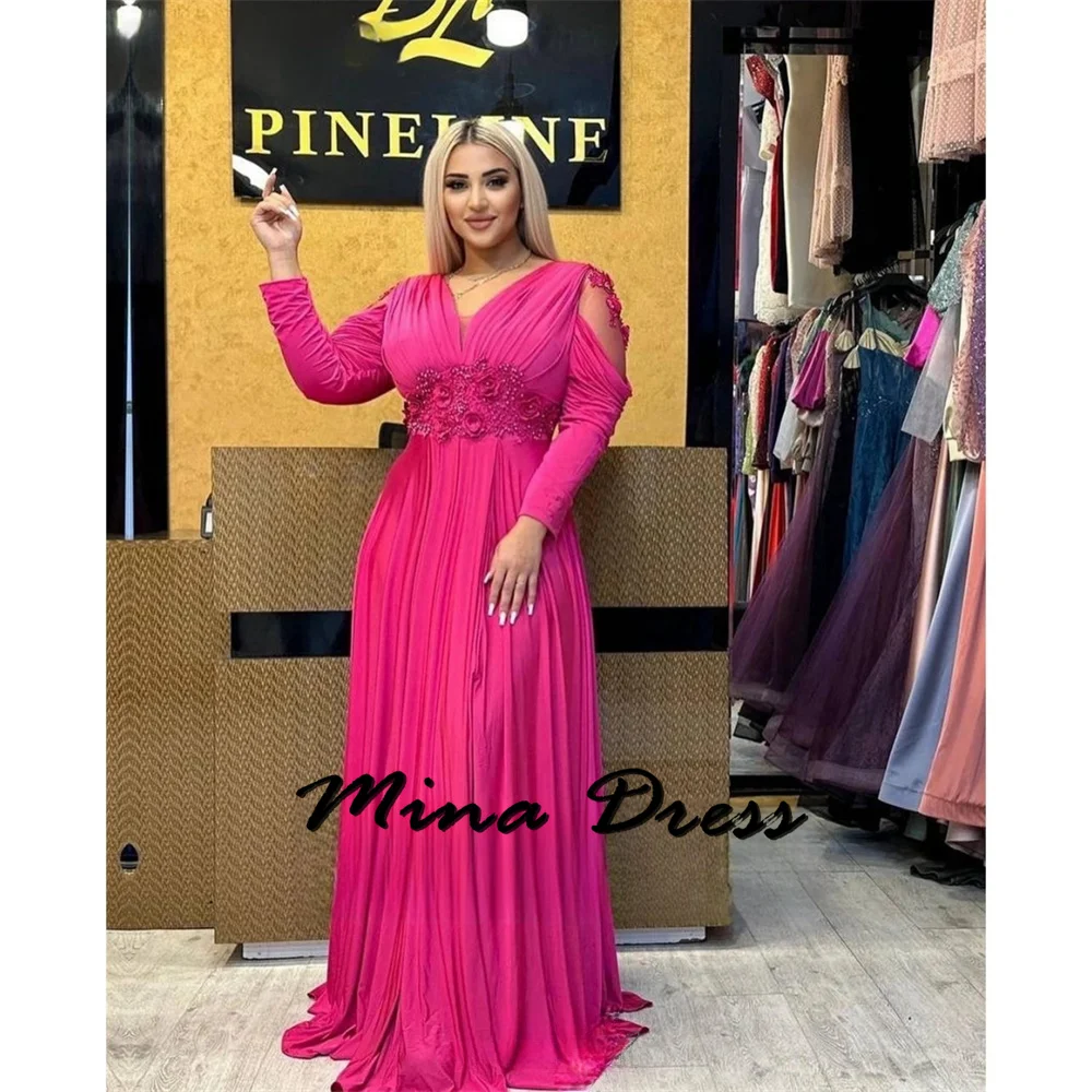 

Mina A Font Ball Gowns Long Sleeves Evening Dresses Woman Elegant Party Dress Es Side Slits Dresses for Special Occasions Prom