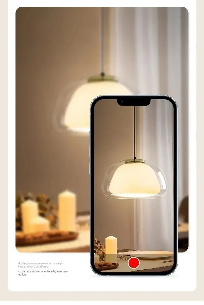 Creative Jelly Pendant Light Nordic Design Restaurant Kitchen Light Transparent and Milk White Double Layer Glass Chandelier