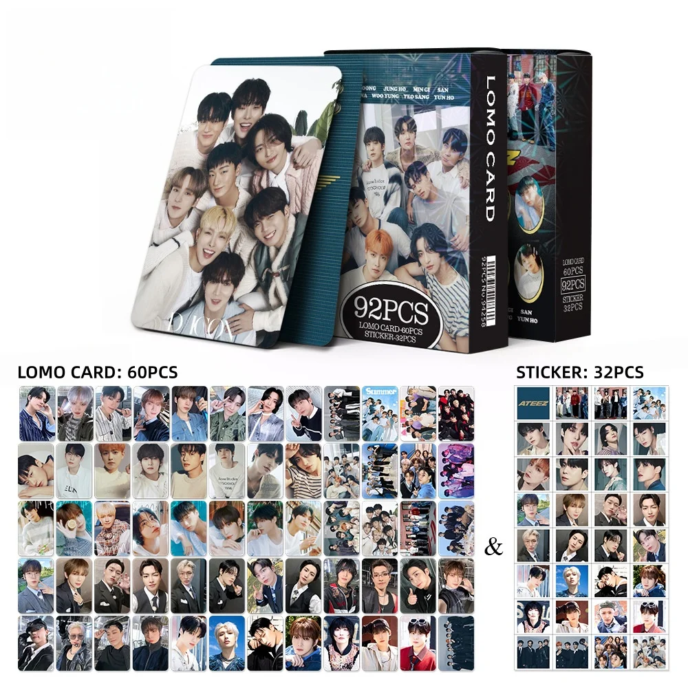 

55/92PCS Boy Group Peripheral Photo Cards Stickers New Album LOMO Cards 3-inch Collectible Double-sided LOMO Cards Fans Gifts