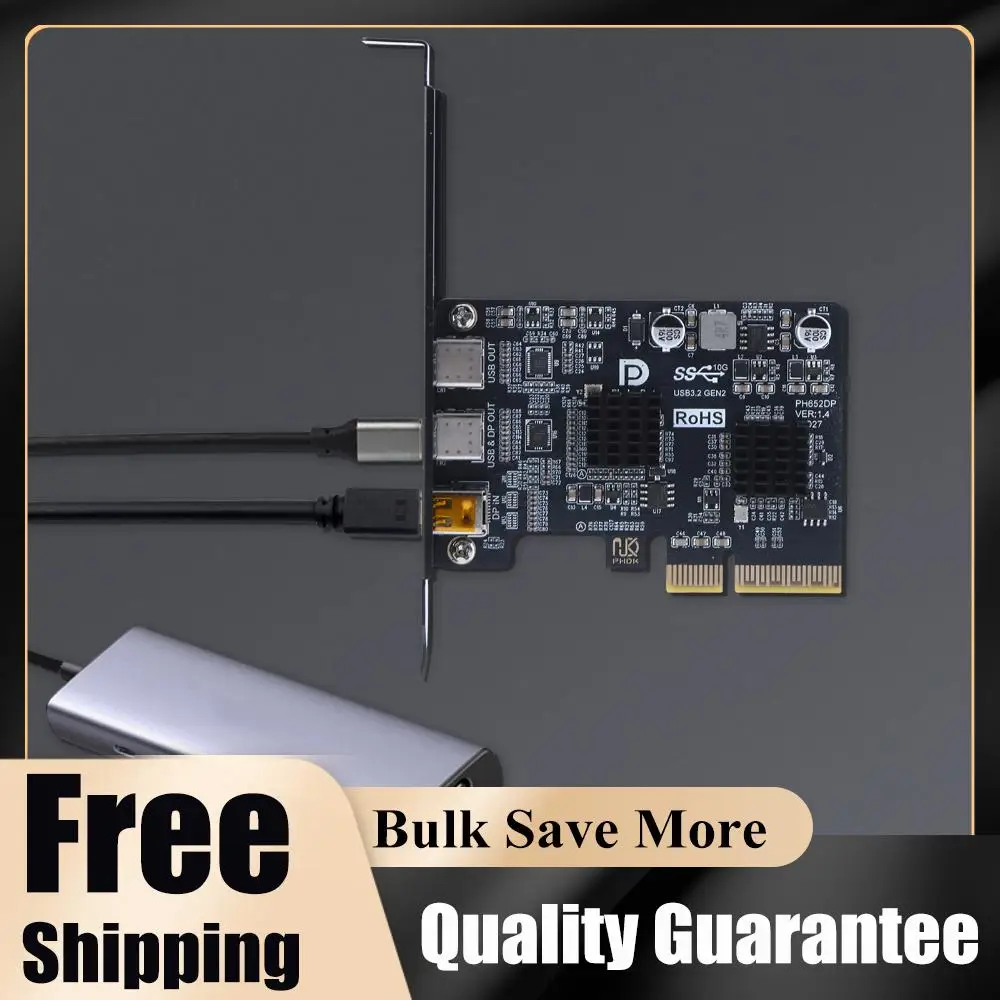 Type-C Expansion Card ASM3142 Controller USB 3.1 10Gbps Gen 2 Expand Card Riser Dual USB-C Port Docking Station