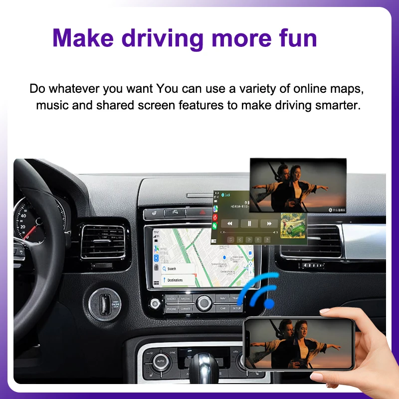 AUTOTOP Drahtlose CarPlay Android Auto Interface Decoder Für VW Volkswagen Touareg RNS850 2011-2017 Airplay Spiegel Link Bluetooth – Detail 6