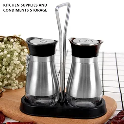 1 Set Stainless Steel Spice Jar Sealed Nonslip Restaurant Sugar Salt Pepper Chilli Powder Bottle Can with Base