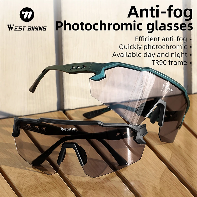 

WEST BIKING Anti-fog Cycling Glasses Photochromic UV400 Sunglasses Driving Eyewear MTB Road Bike Goggles Outdoor Sports Gear