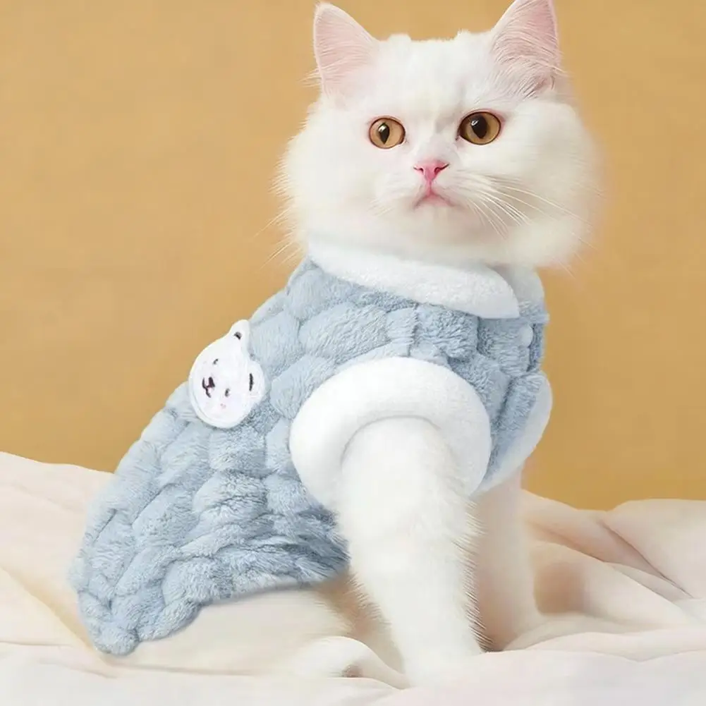 Cat Clothes Funny Cute Cozy Fluffy Cat Shirt Cute Winter Pet Apparel for Small Dogs Puppies Cartoon Kitten Costume Party Outfit