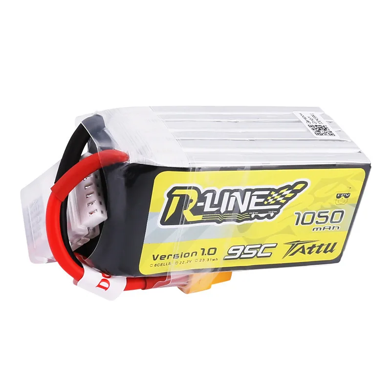 TATTU-RC LiPo Bateria, RC Helicóptero, Quadcopter, FPV Corrida Drone Peças, XT60 Plug, Bateria 6S, R-LINE 1.0, 95C, 22.2V, 1050mAh