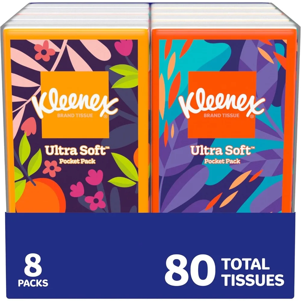 Facial Tissues On The Go Travel Packs 8 Individual Pocket Size Packs 10 Tissues Each Soft Strong 3 Ply for Daily Use Car Purse Office Desk Travel Essentials Bulk 80 Total Tissues Premium Quality Gentle on Skin Convenient