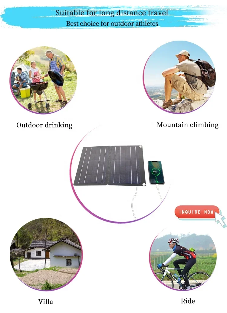 15w Folding portable solar mobile cell phone charger with USB output