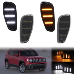 2pcs Amber White Lamp LED Side Marker Lamp Turn Signal Repeater Blinker Indicator Light For Jeep Renegade 2014-2023(BU)