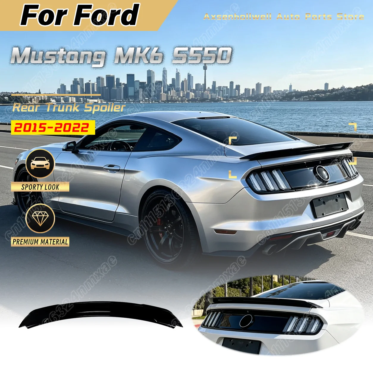 For Ford Mustang MK6 S550 Dark Horse Style Rear Trunk Spoiler Rear Wing Lip 2015 2016 2017 2018 2019 2020 2021 2022 Body Mod Kit