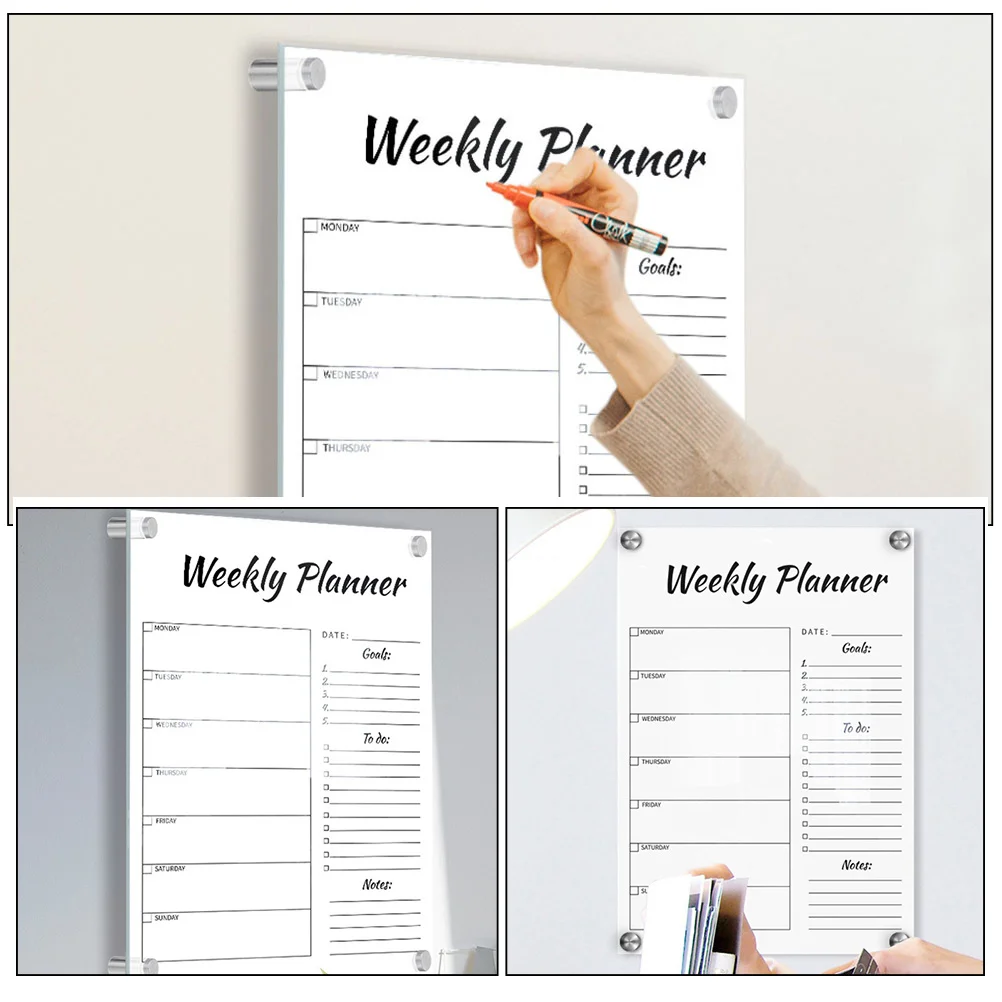 1 Set Of Weekly Plan Memo Acrylic Erasable Display Board For Home Office School Wedding Decor Handwritten Note Message Board