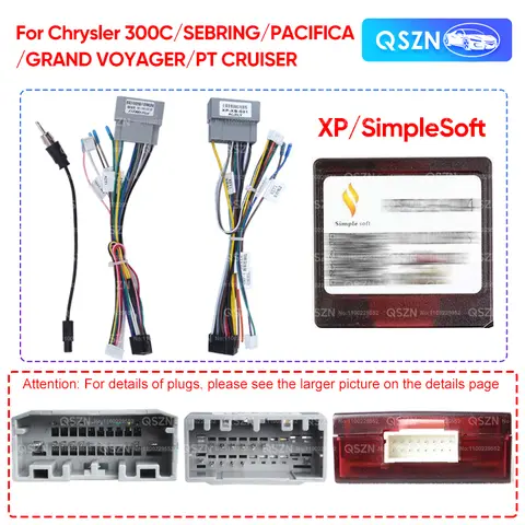 크라이슬러 300C/세브링/패시피카/그랜드 보이저/피티 크루저 케이블 배선 하네스 파워 캔버스 디코더 어댑터 안드로이드 카 라디오용