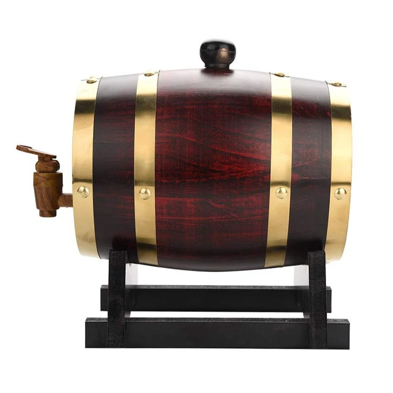 Oak Wine Barrel 1.5L Whiskey Barrel Dispenser For Fine Wine Brandy Beer Whiskey Oak Storage Barrel