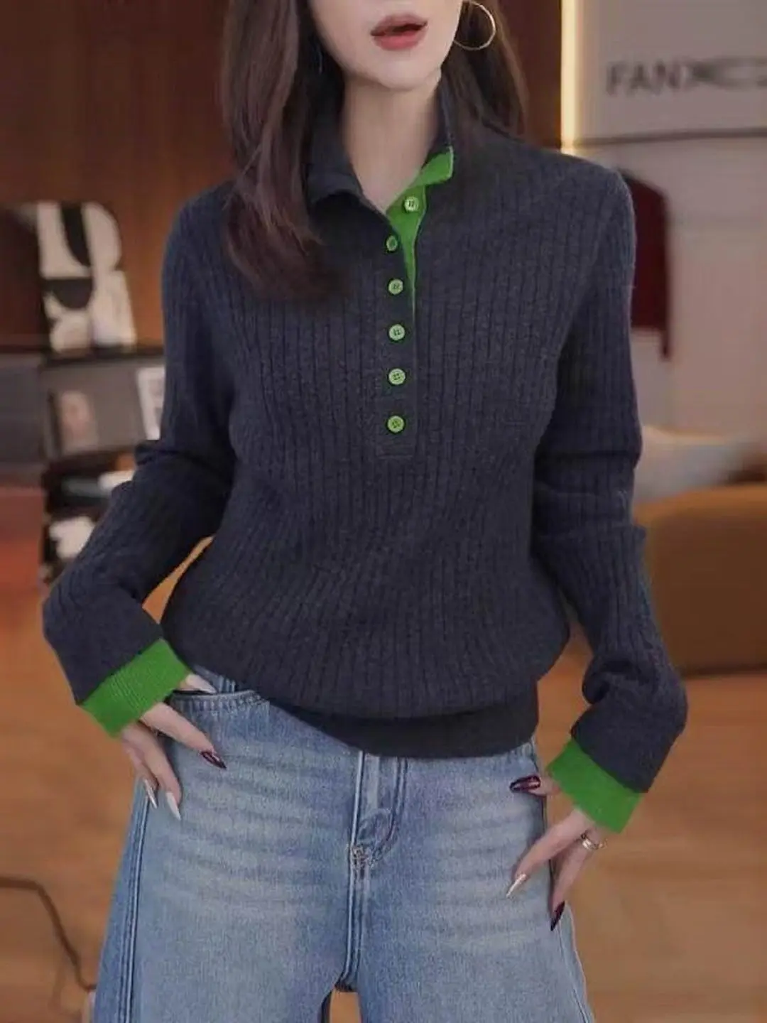 

Элегантный удлиненный свитер для женщин больших размеров, весенний повседневный дизайн, универсальный вязаный, свободного кроя, из полиэфирного волокна