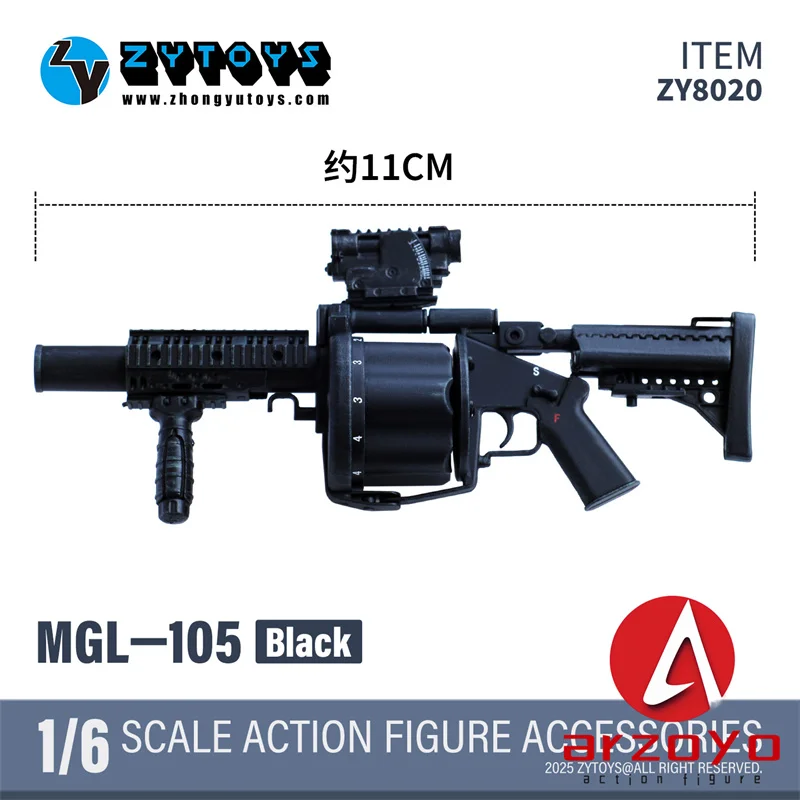 ZYTOYS ZY8020 1/6 Plastikowy Model Broni MGL-140 MGL-SHORT Model Wyrzutni Granatów Akcesoria Pasują do Figurki Żołnierza 12''