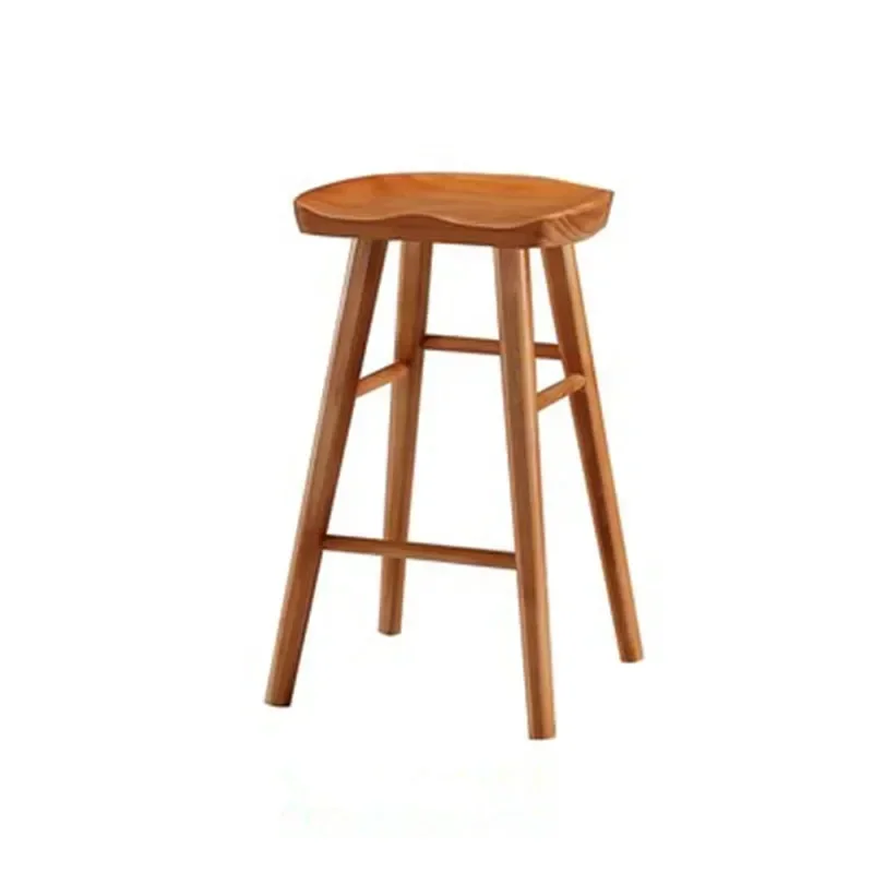 Nordic Commercial Bar Chair Solid Wood Dining Room Stool Modern Simple Front Desk Cashier Stool Commercial Wooden Bar Seat