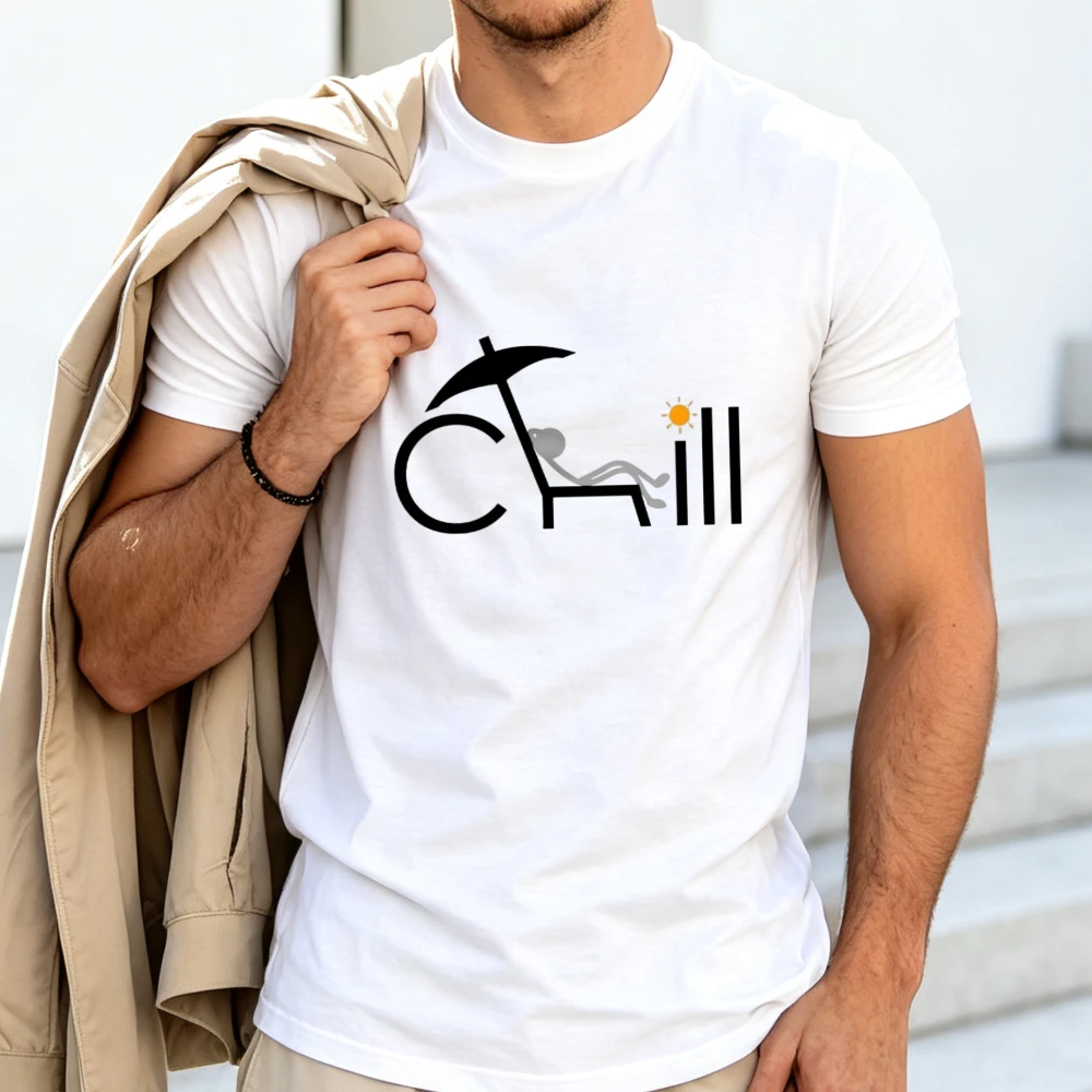 TM470 Men'S  Print Top Short Sleeve T-Shirt, Comfortable And Breathable for Rest, High Quality Craftsmanship 3-Needle Stitching