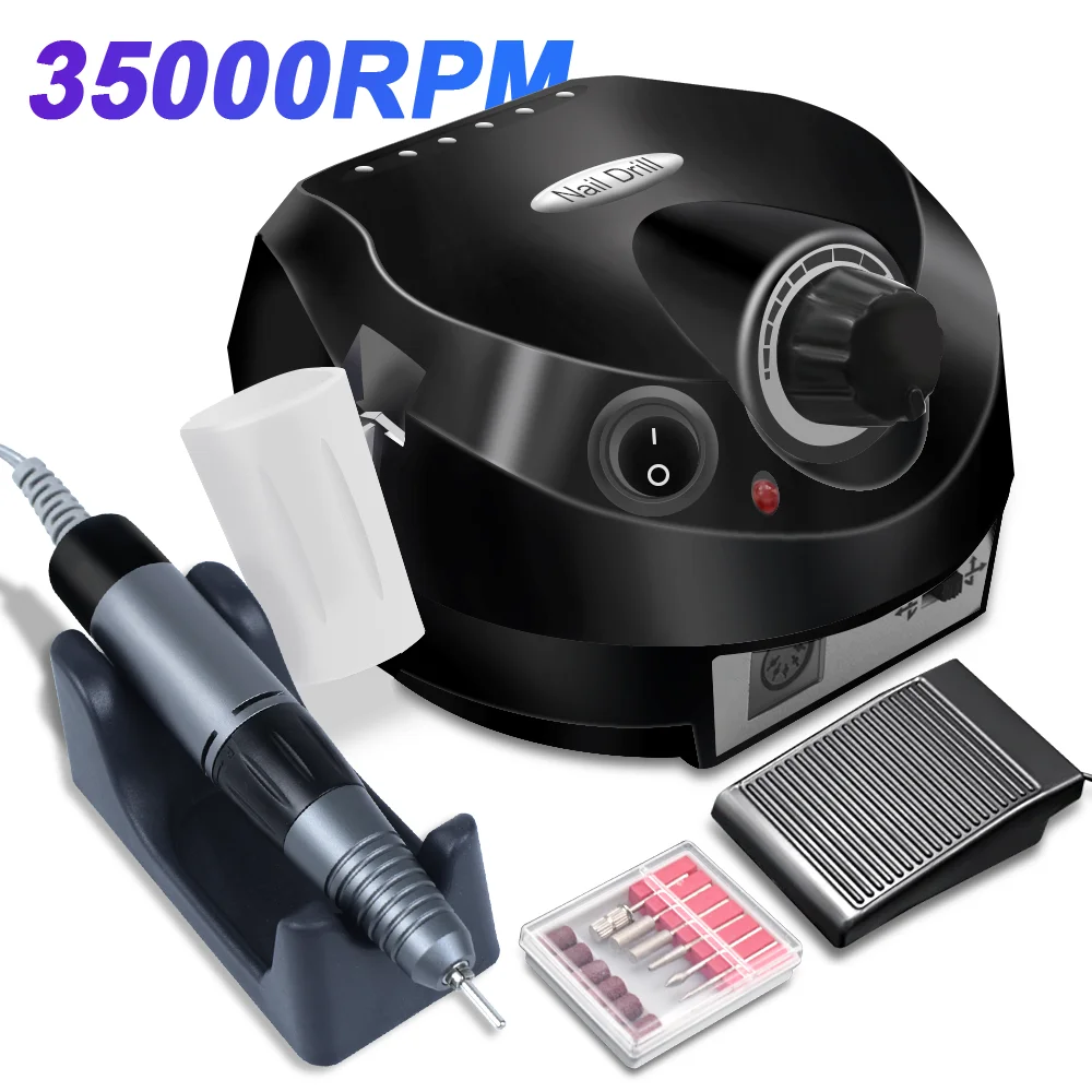 Profissional elétrica prego broca máquina, conjuntos de fresa, manicure elétrica unha lixadeira, pedicure arquivo, 35000 RPM