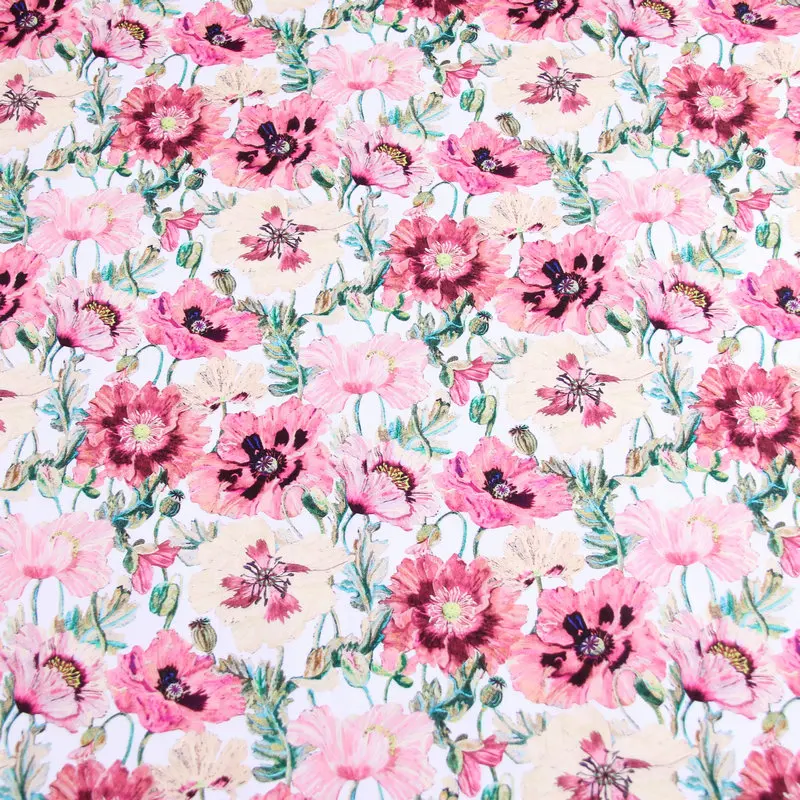 Poppy Amelie Tana Lawn pure cotton pink flowers print liberty London fabric tana lawn custom digital print fabric for clothing