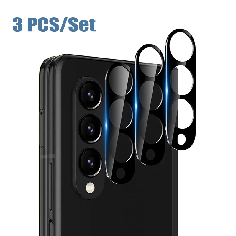 [Paquete de 3] Protector de pantalla de lente trasera de cámara de vidrio templado Z Fold 5 Z Fold 3 Protector de lente de cámara para Samsung Galaxy Z Fold 4