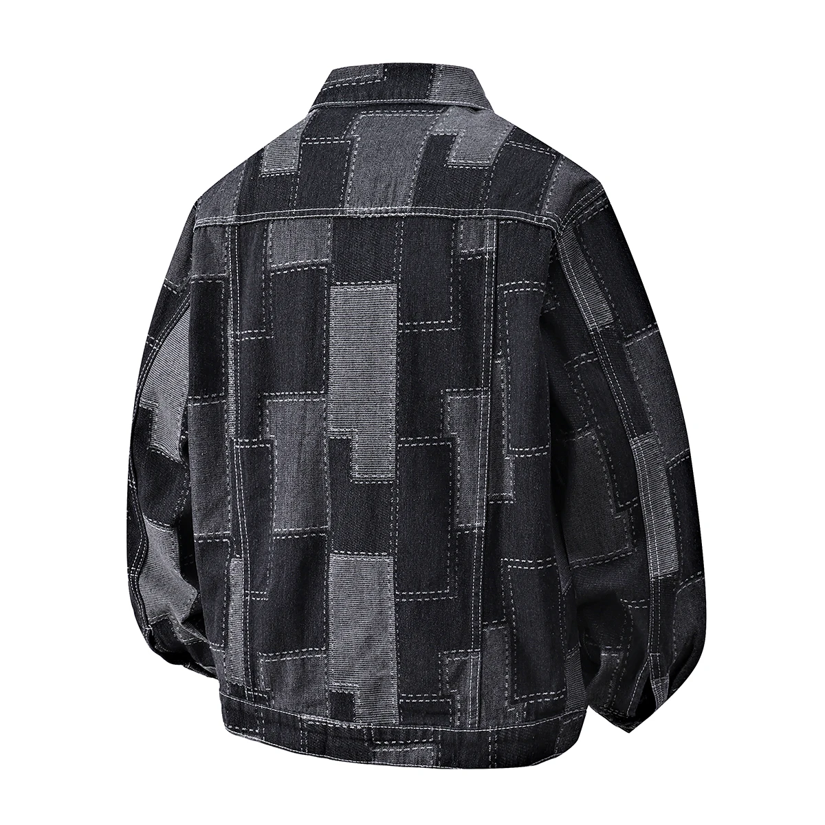 Spring Autumn Men's Safari Style Denim Jackets Fashion Patchwork Loose Outerwear Men Turn Down Collar Streetwear Denim Coats